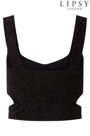 Lipsy Glitter Cutout Crop Top